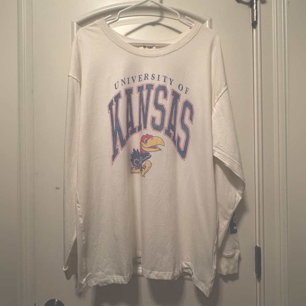 Kansas Super Soft Long Sleeve T-Shirt with Jayhawk Logo NWT